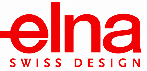 Elna Swiss Design logo in red on a white background