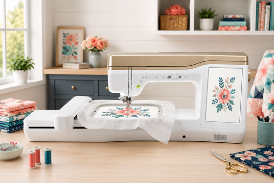 Baby Lock Altair 2 sewing and embroidery machine in a bright sewing studio