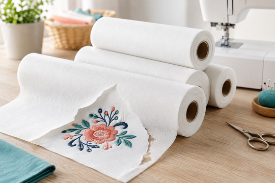 Tear-away embroidery stabilizers with a finished stitched design