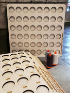 Aurifil Numbered Thread Storage Trays, Set of 6 — numbered trays standing behind a tray and sample spools