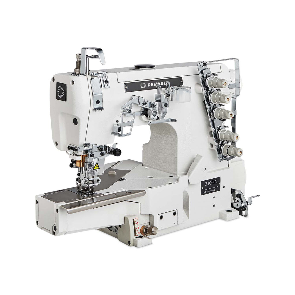 Reliable 3100IC direct-drive cylinder-bed coverstitch industrial sewing machine with table and stand