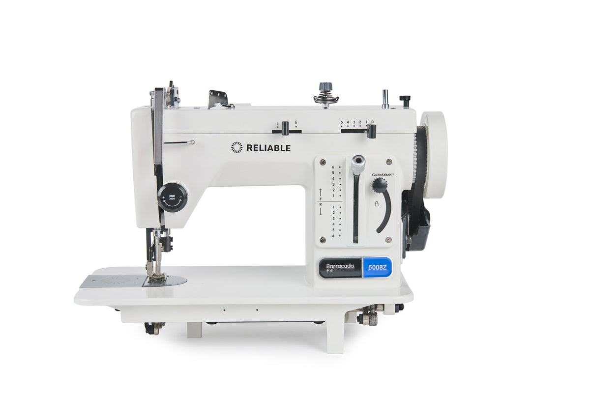 Side view of Reliable Barracuda Fit 500BZ portable zigzag walking-foot machine