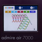 Display of a embroidery design on a machine with 'admire air 7000' branding.