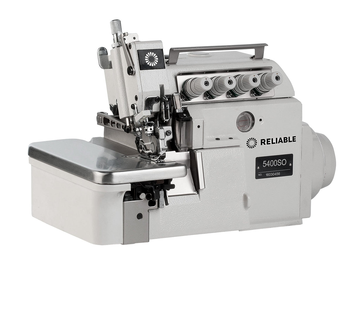 Reliable 5400SO industrial serger and overlock machine, complete table setup