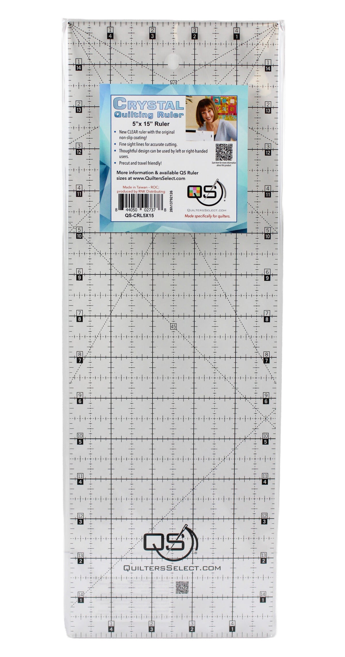 Quilters Select Non-Slip Crystal Clear Ruler: 5″ x 15″ — manufacturer product view 1