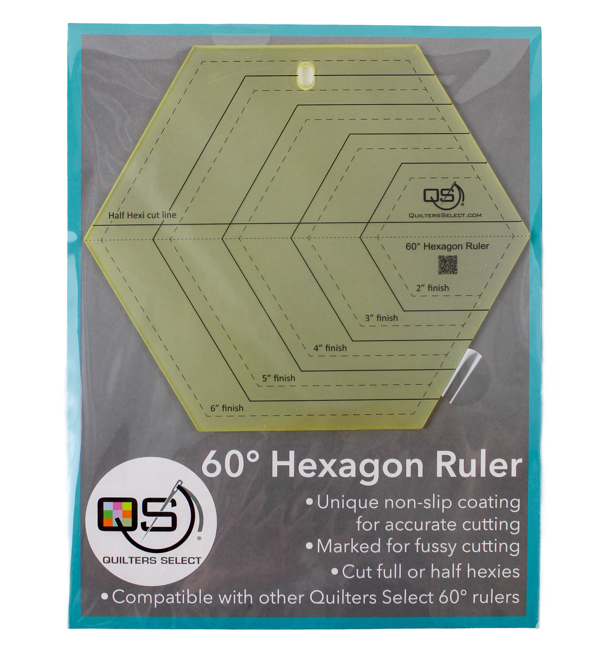 Quilters Select 60 Degree Hexagon Non Slip Ruler — manufacturer product view 1