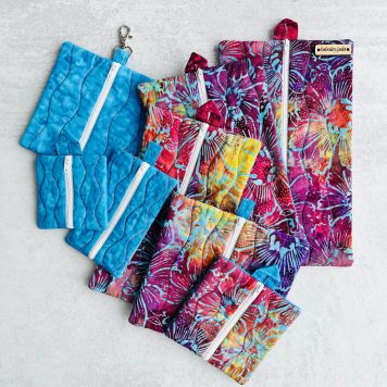 Embroidery Garden Center Zipper Cases Set included in Functional Purse Bundle