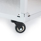 Close-up of a CudaCase rolling caster wheel