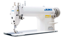 JUKI DDL-8100e industrial single-needle lockstitch machine head, official JUKI product photo; complete package includes table, stand and motor