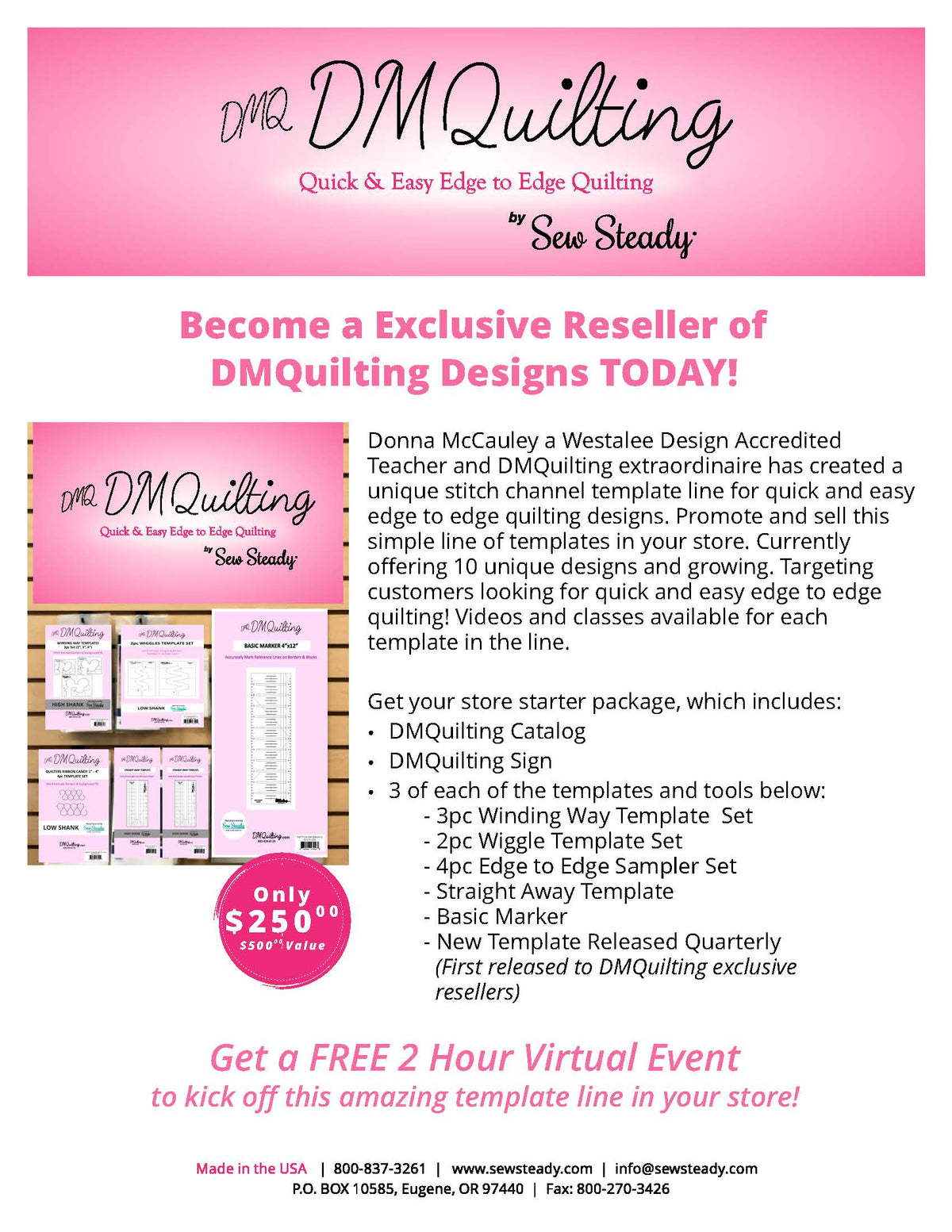DMQUILTING MERCHANDISE PACKAGES FOR STORES