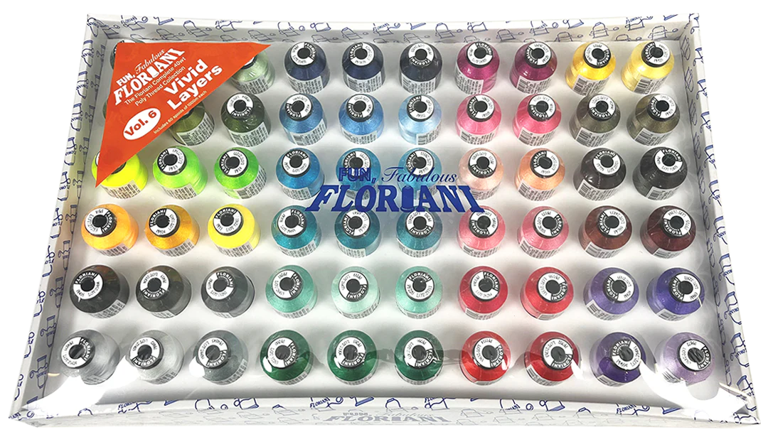 Floriani 60-Color 40wt Polyester Thread Set - Vivid Layers Vol. 6 of 6