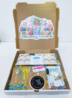 Laser Bee Studio Embroidery Lover's Gift Box open with project trays and sewing accessories