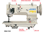 JUKI DNU-1541 industrial walking-foot machine head with labeled controls