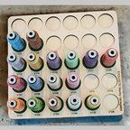 DIME Medley Variegated Thread Storage Tray, 30 Spools — overhead view with variegated thread in numbered slots