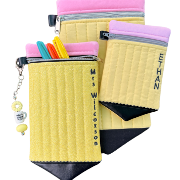 Embroidery Garden Pencil Cases Set included in Functional Purse Bundle