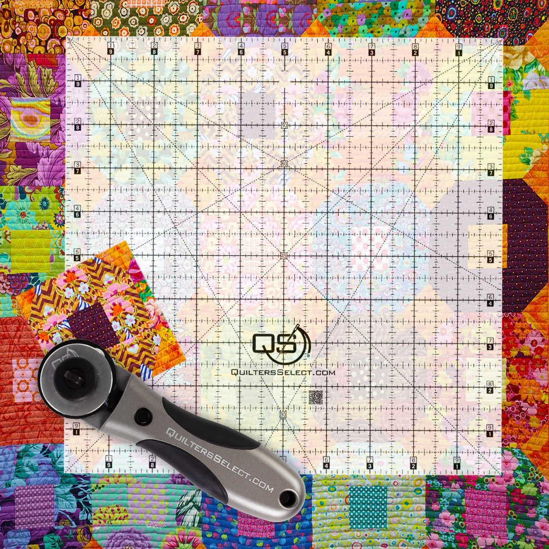 Quilters Select Crystal 10 inch square clear non-slip ruler