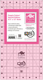 Quilters Select Poppie Cotton pink 6.5 by 12 inch non-slip ruler
