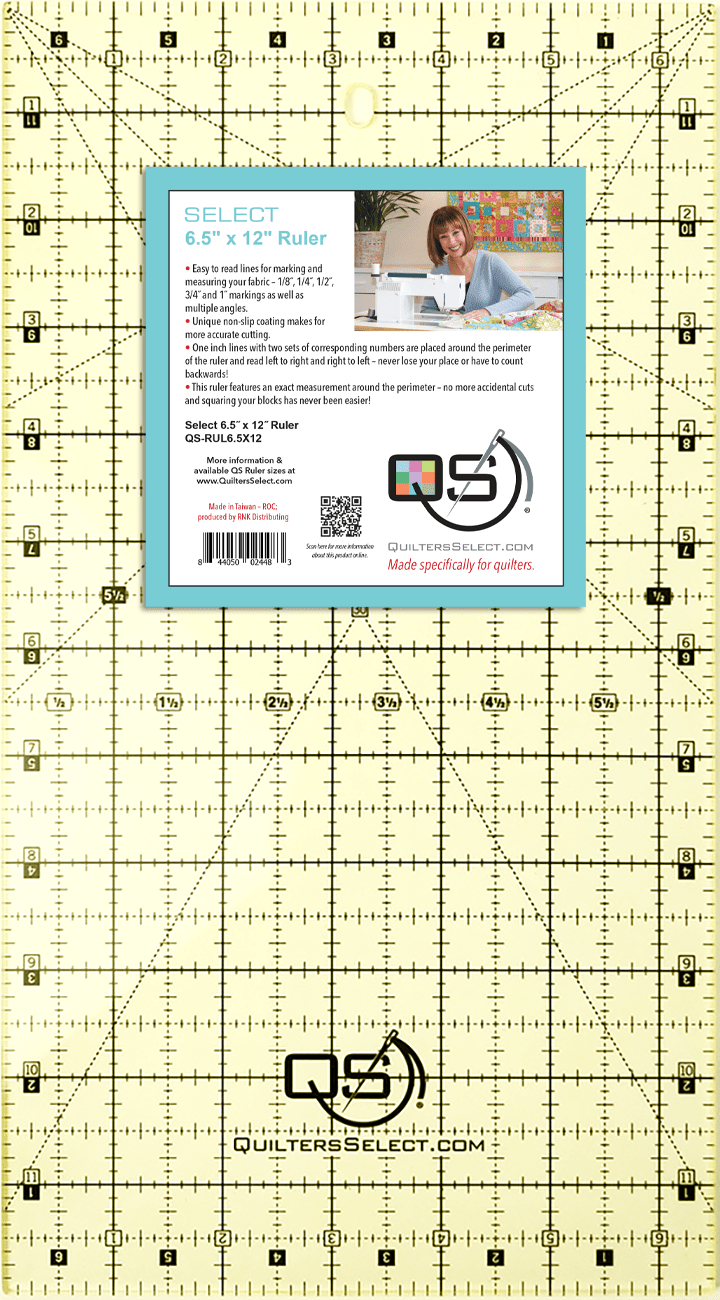 Quilters Select 6.5 by 12 inch non-slip ruler