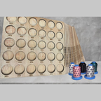 Robison-Anton Numbered Thread Storage Trays, 540 Spools — angled view of numbered trays and sample spools