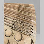 Robison-Anton Numbered Thread Storage Trays, 540 Spools — close-up of engraved Robison-Anton drawer labels on tray edges
