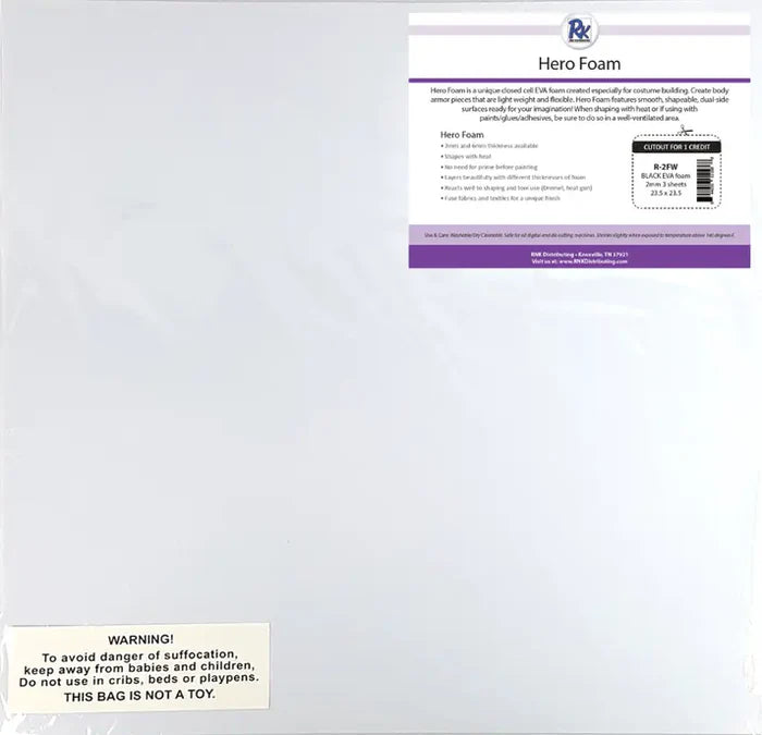 RNK White Creative Foam- EVA 2mm – 3 sheets per pkg – 23.5″ x 23.5″ — manufacturer product view 1