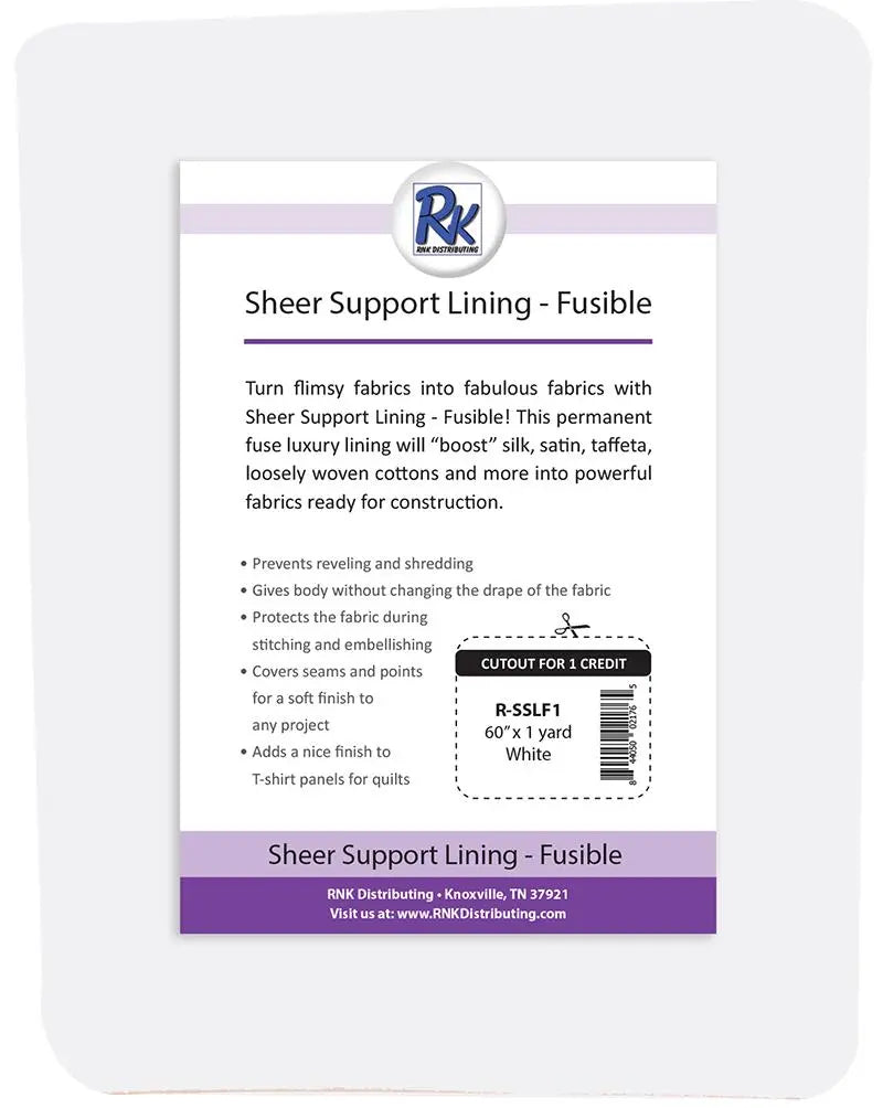RNK WHITE Sheer Support Lining – Fusible – 60″ x 1 yards — manufacturer product view 1