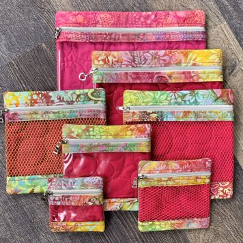 Embroidery Garden Sew Visible Square Bags Set included in Functional Purse Bundle