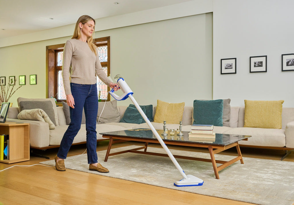 Steamboy Plus 350CS steam mopping a living room floor