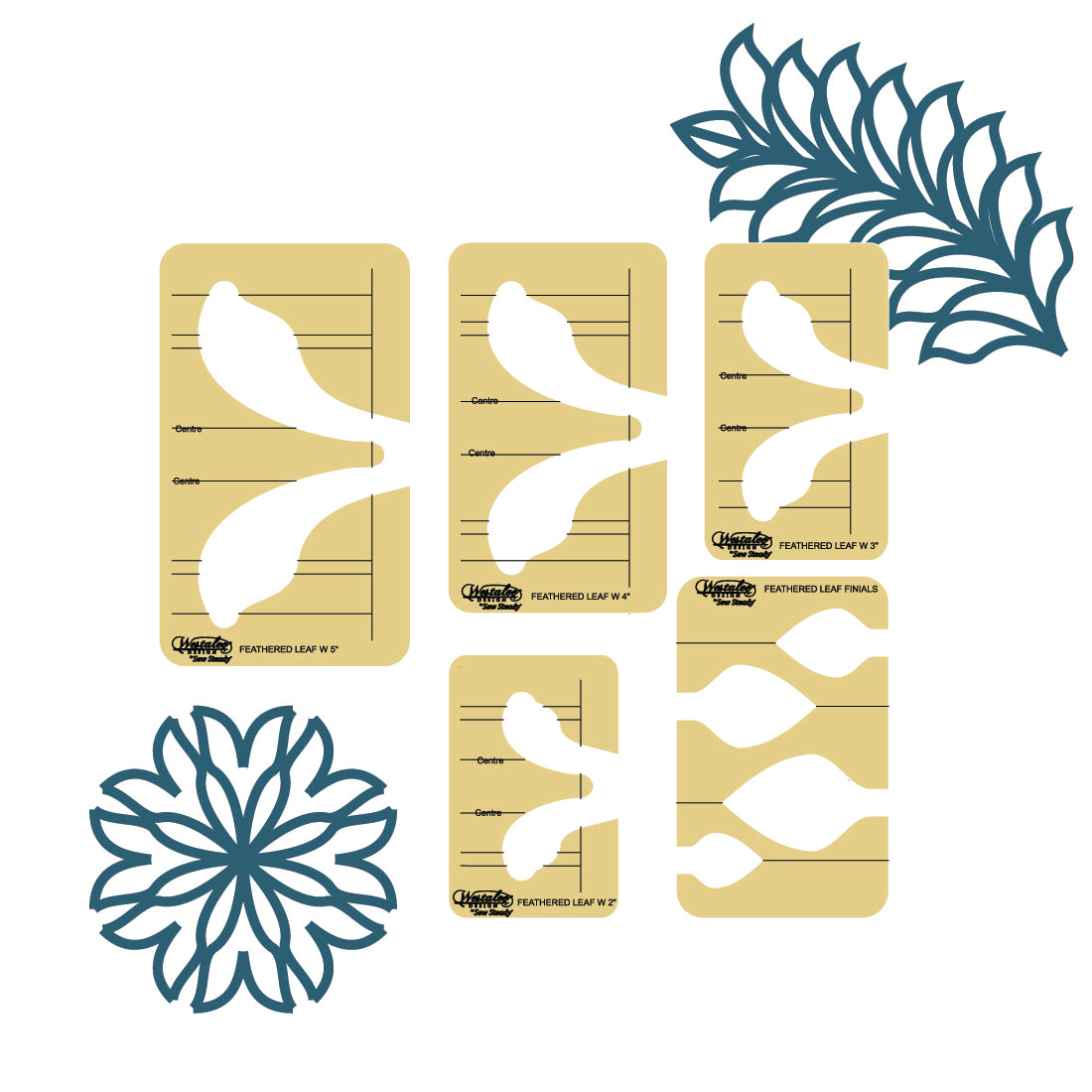 Westalee Design 5pc Feathered Leaf Template Set