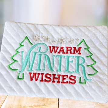 Embroidery Garden Winter Wishes Mug Rug included in Mug Rugs and Coasters Bundle