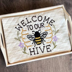 Embroidery Garden Welcome to Our Hive Mug Rug included in Mug Rugs and Coasters Bundle