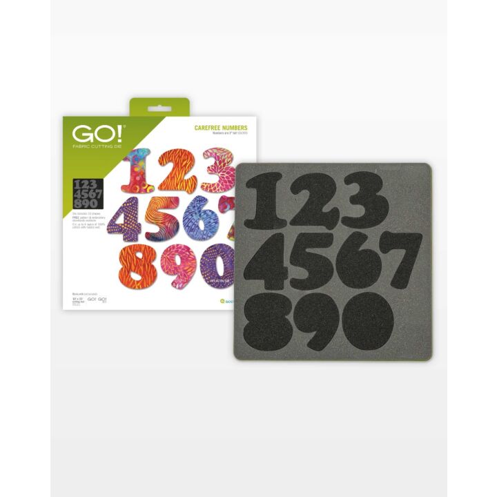 GO! Carefree 3" Numbers (SKU 55099) — package and die