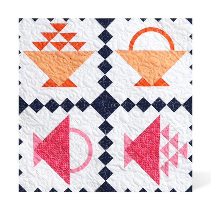 Finished quilt example made with AccuQuilt GO! Basket die, SKU 55941