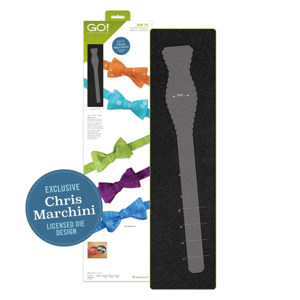 AccuQuilt GO! Bow Tie by Chris Marchini (55270) packaging — included in bundle 56420