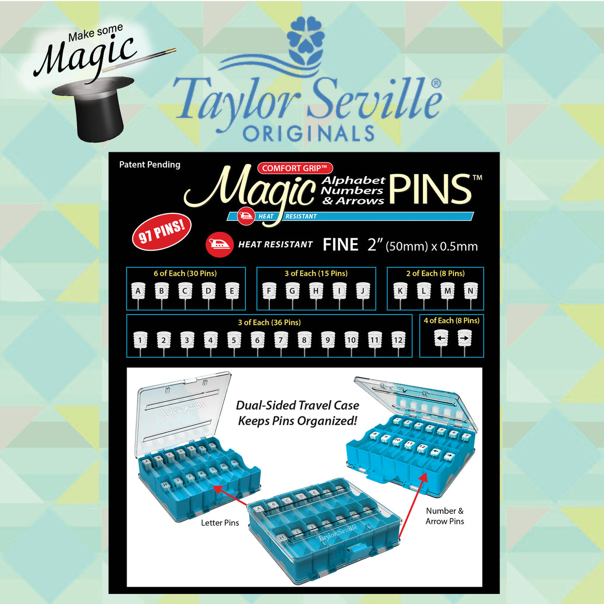 Taylor Seville Magic Alphabet Numbers & Arrows Pins — manufacturer product view 1
