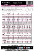 The Linda Tunic AW1542 size chart for misses sizes 0 through 18