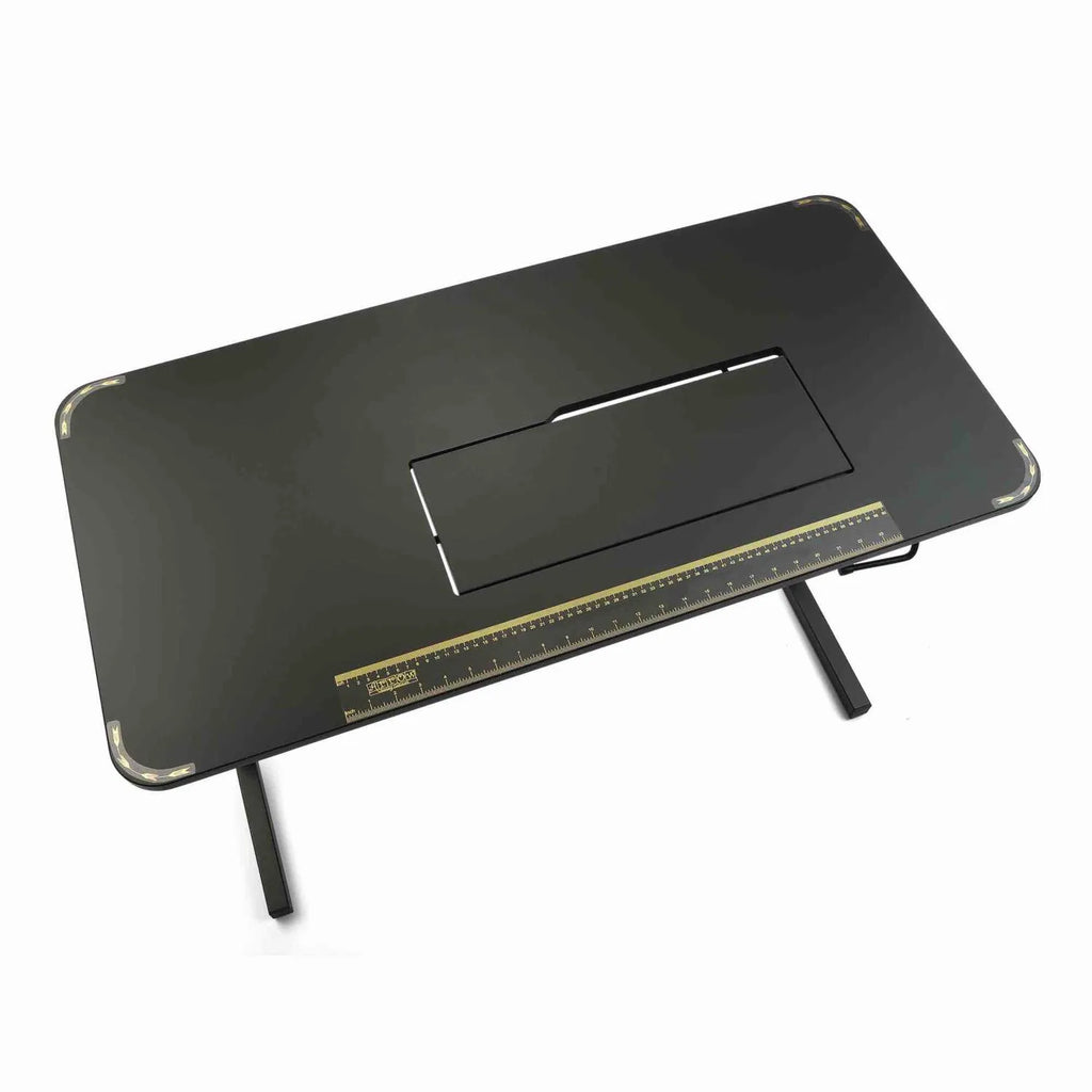Top view of Arrow Heavyweight Sewing Table 611F with removable platform and measuring guide