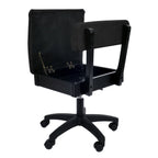 Arrow Baroness Black Hydraulic Sewing Chair – open storage seat compartment with empty interior, featuring durable black fabric upholstery.