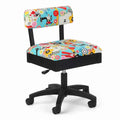 Arrow Sew Wow Hydraulic Sewing Chair – front angle view with colorful sewing-themed upholstery, ergonomic backrest, and height-adjustable swivel base.