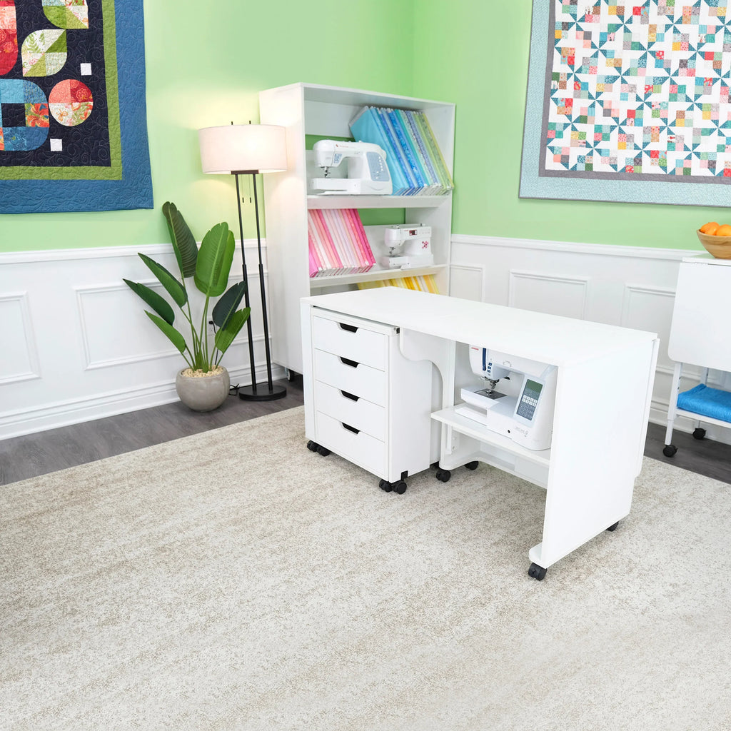 Arrow Laverne & Shirley Sewing Cabinet stored in compact position within a modern sewing and craft room.