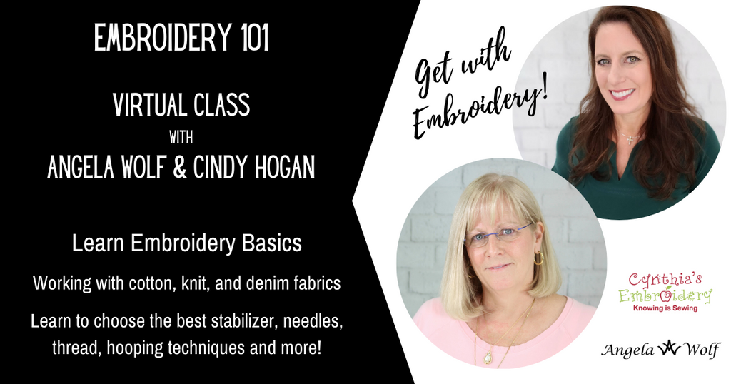 Embroidery 101 online course with Angela Wolf and Cindy Hogan
