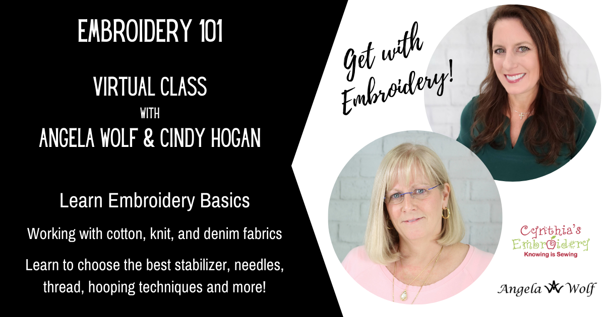 Embroidery 101 online course with Angela Wolf and Cindy Hogan