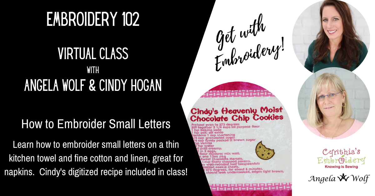 Embroidery 102 small lettering online course