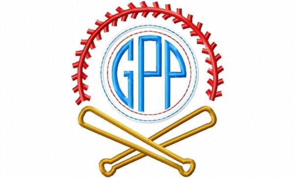 Creative Appliques Baseball Softball Monogram included in the Sports Monogram Frame Applique Bundle
