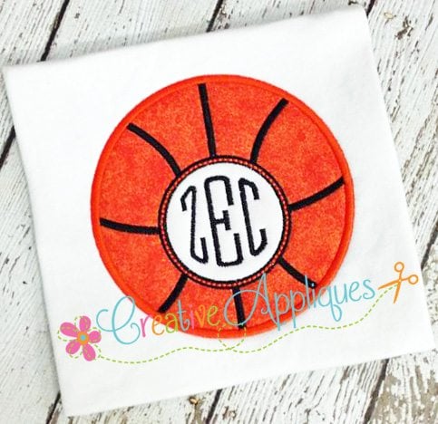 Creative Appliques Basketball Monogram Applique included in the Sports Monogram Frame Applique Bundle