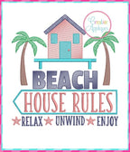 Creative Appliques Beach House Rules included in the Summer Embroidery and Applique Bundle