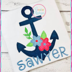 Creative Appliques Blanket Stitch Anchor Flowers Applique included in the Summer Embroidery and Applique Bundle