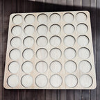 Blank Embroidery Thread Storage Tray, 36 Spools — overhead view of an empty unnumbered tray