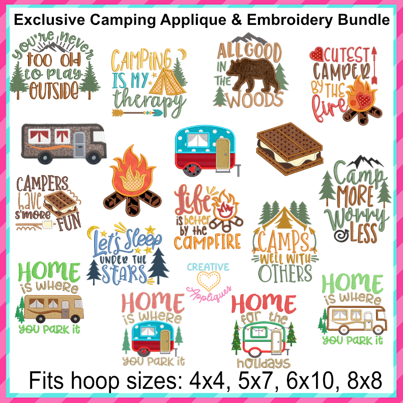 Creative Appliques Camping Embroidery & Applique Bundle - Sew Nation USA Exclusive
