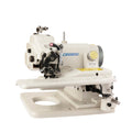 Consew 75T portable blindstitch machine, front three-quarter view showing the sewing head and work plate.